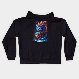 Red and blue Chinese dragon Kids Hoodie